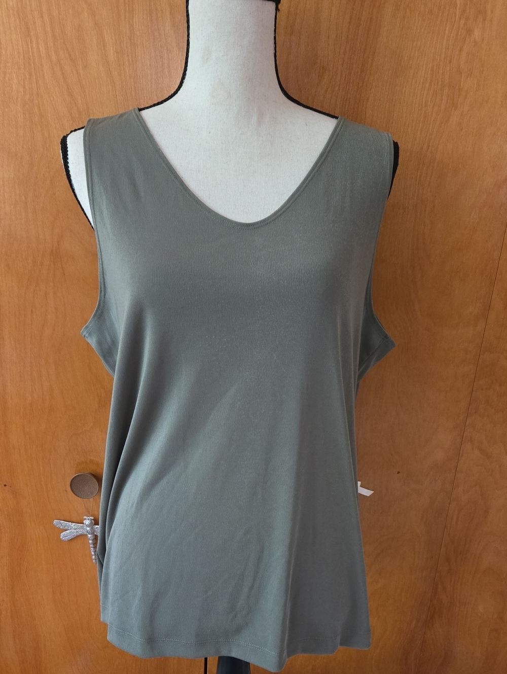 Chico's Olive Sleeveless V-Neck Tank